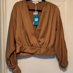 Brown silk wrap shirt
